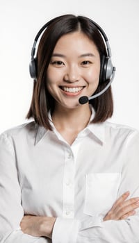 Customer Service Representative Smiling and Engaged photo