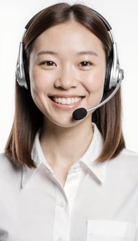 Smiling Woman Wearing Headset photo