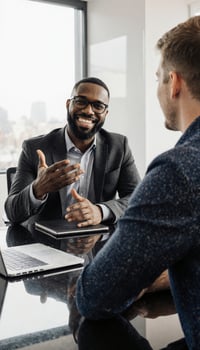Business professionals engaged in discussion photo