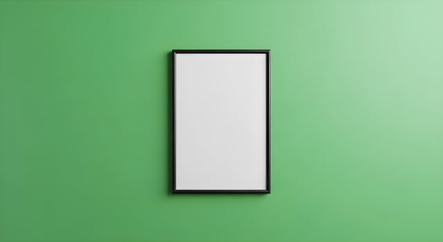 A blank white frame on a green wall photo