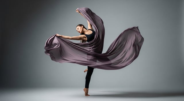 Graceful Dancer in Flowing Fabric Contemporary Dance Art Photography photo