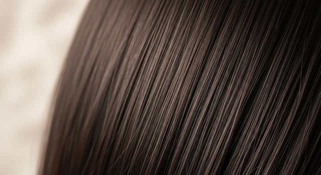 Abstract Close-up of Smooth, Shiny Dark Brown Straight Hair Highlighting Healthy Texture and Natural Sleekness photo