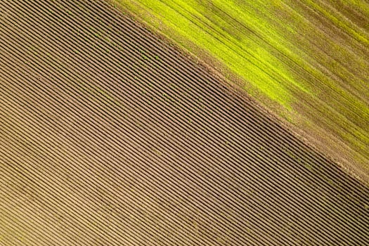 A High Angle View of a European Countryside Farm. Concept A modern perspective on rural life. photo