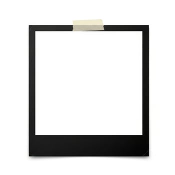 Blank instant photo frame with tape isolated on white background