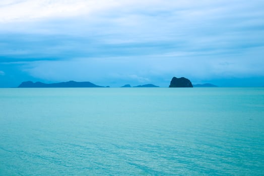 tropical sea shore with hills.. photo