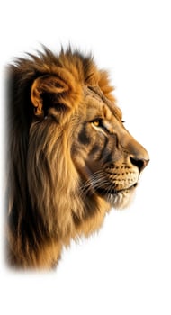Majestic male lion head profile isolated on white background photo