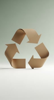 Brown Cardboard Recycling Symbol on Light Green Background arrows three arrows photo