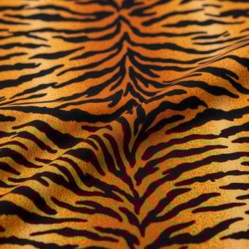 Close up of orange and black tiger stripe fabric texture with soft folds tiger stripes animal print photo