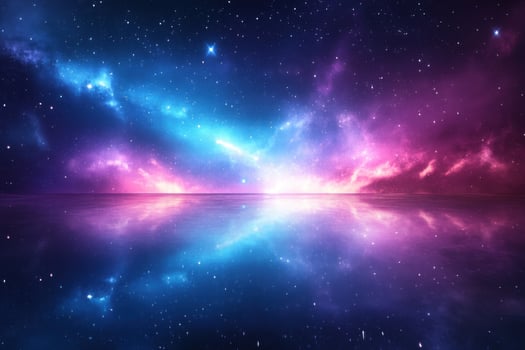 A beautiful galaxy with stars and water photo