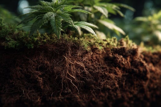 Marijuana plants growing in the soil photo