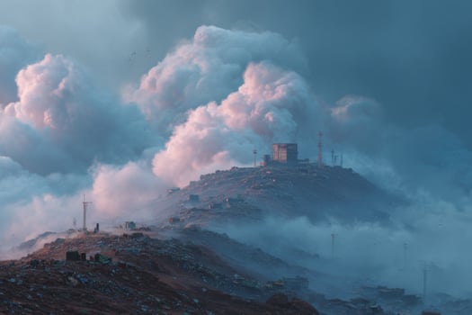 A mountain with smoke coming out of it photo