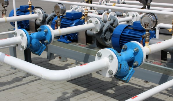 Pipeline With Gas Distribution Pumps Detailed Stock Photo