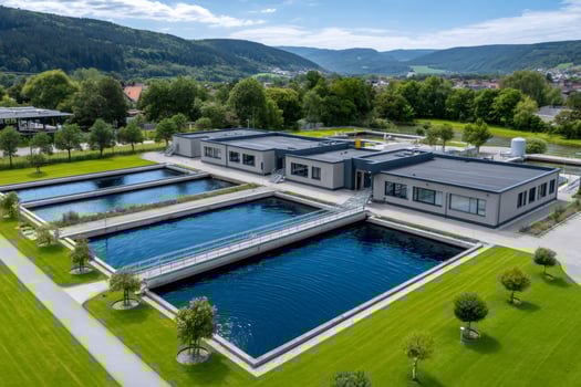 Modern water treatment plant purifying water for sustainable future photo