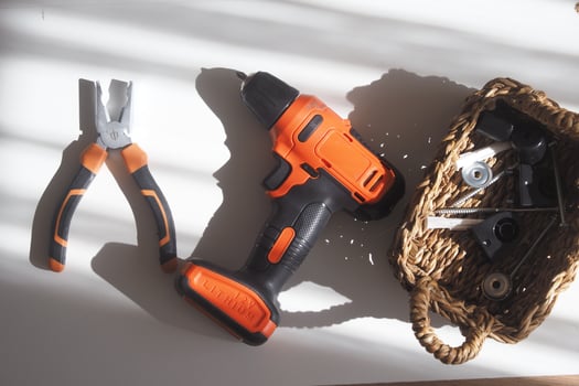 Tools for home improvement on a work table photo