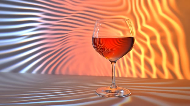 Elegant Wine Glass Illuminated by Dramatic Light Patterns. photo
