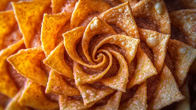 Crispy Golden Fried Pastry Swirls Forming a Delicate Flower Shape. photo