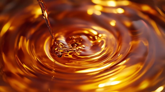 Golden Liquid Waves in Motion with Dynamic Light Reflections. photo