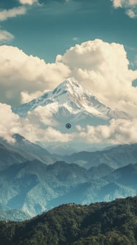 A mountain with a cloud in the sky photo