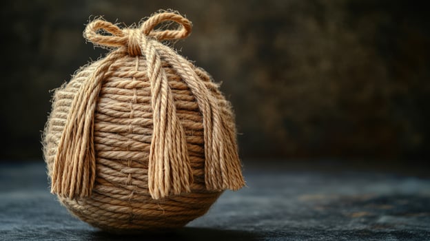A rope wrapped around a ball of yarn photo