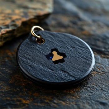 Black Pendant with Gold Heart photo