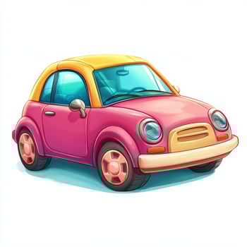 Cartoon pink car on white background photo