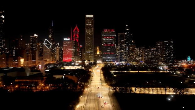 Beauty Downtown Chicago at Chicago in Illinois United States. Famous Cinematic. photo