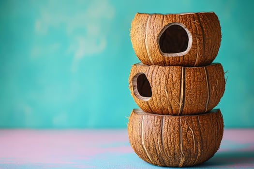 Stacked Coconut Shells for Eco Friendly Craft, Decoration, and Natural Texture Display photo