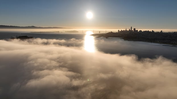 Landmark Sunrise Over Water in San Francisco California United States.. Awesome Scene. photo
