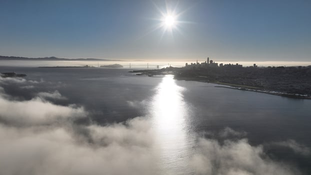 Outdoors Sunrise Sky in San Francisco California in United States . Awesome Scenery. photo