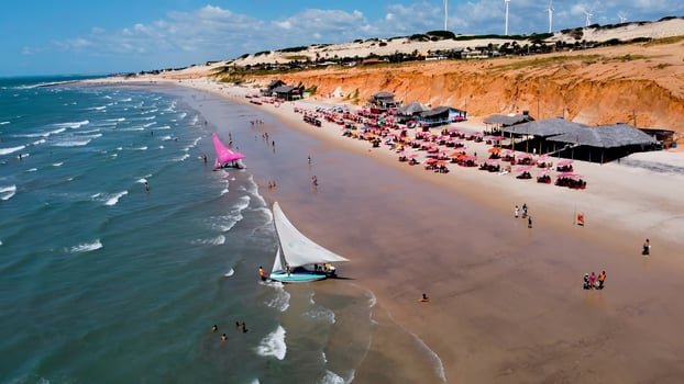 Landmark Canoa Quebrada Beach in Canoa Quebrada Ceara in Brazil. Famous Background. photo
