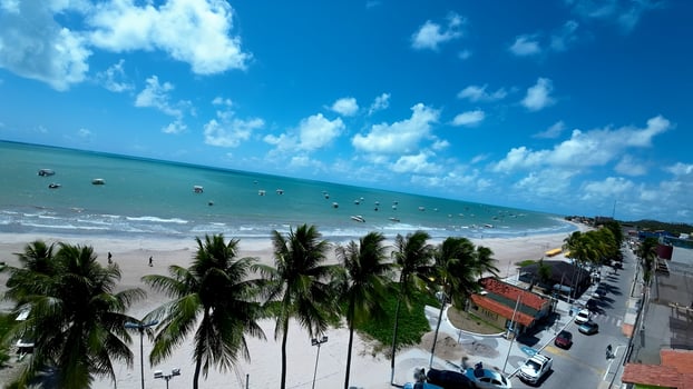 Aerial Central Beach in Maragogi Alagoas Brazil . Stunning Scenery. photo