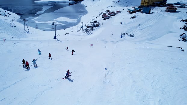 Awesome Portillo Ski Station Centre at Andes Mountains in Valparaiso Chile.. Amazing Background. photo