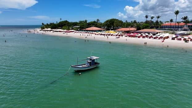 Scenic Boat Sailing at Santa Cruz Cabralia Bahia Brazil . Amazing Landscape. photo