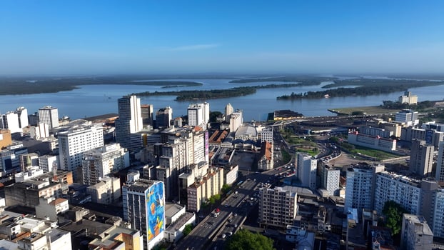 High Angle of Porto Alegre Skyline in Porto Alegre Rio Grande do Sul in Brazil. Beauty Background. photo