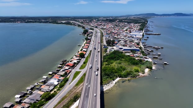 High Angle of Laguna Skyline in Laguna Santa Catarina Brazil.. Famous Scene. photo