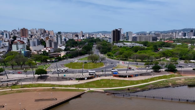 Aerial View of Porto Alegre Skyline in Porto Alegre Rio Grande do Sul in Brazil.. Beauty Landscape. photo