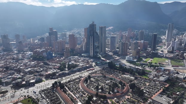 Outdoors Financial Center at Bogota District Capital in Colombia . Awesome Scene. photo