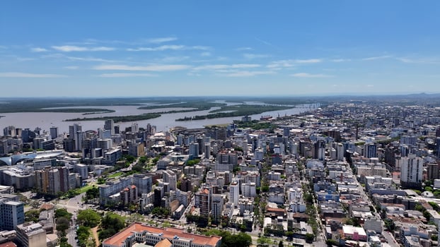 Exterior Porto Alegre Skyline in Porto Alegre Rio Grande do Sul in Brazil. Scenic Background. photo