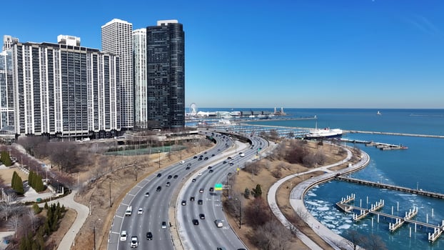 Above Chicago Skyline at Chicago Illinois in United States.. Stunning Scenery. photo