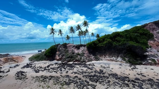 Aerial Coqueirinho Beach at Joao Pessoa Paraiba Brazil.. Scenic Cinematic. photo