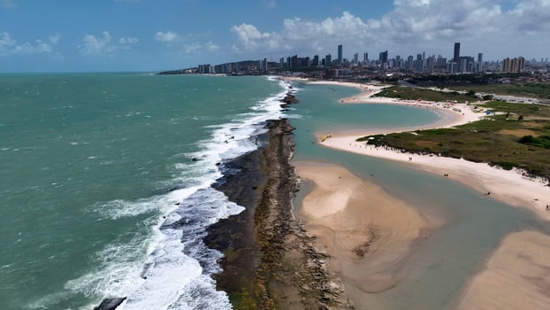 Outdoors Winding Beach at Natal Rio Grande do Norte Brazil.. Beauty Scene. photo