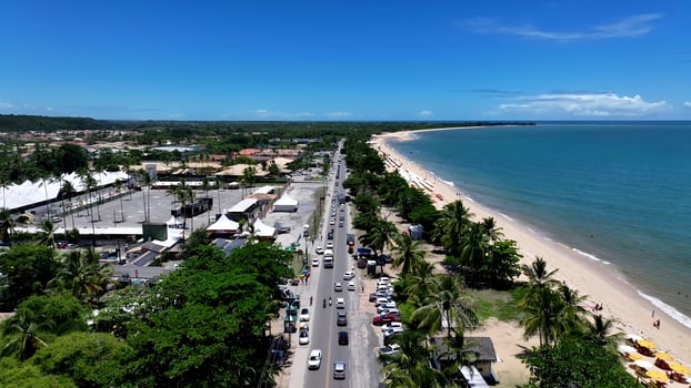 Beautiful Coastal Road at Porto Seguro in Bahia Brazil . Scenic Landscape. photo