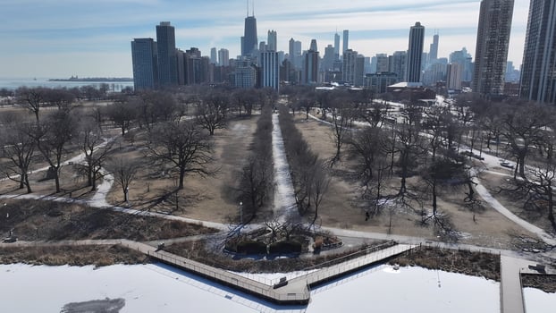 Outdoors lincoln park in Chicago Illinois in United States.. Stunning Scene. photo