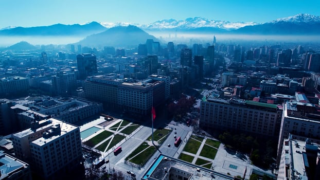 Above view of La Moneda Government Office at Santiago Metropolitan Region in Chile.. Beauty Scene. photo