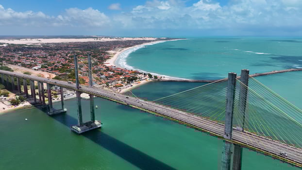 Aerial Suspension Bridge at Natal Rio Grande do Norte in Brazil . Beautiful Landscape. photo