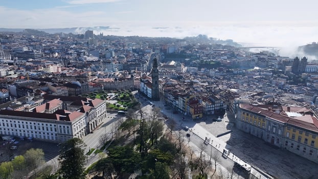 Aerial View of Porto Skyline at Porto in Porto District Portugal.. Famous Landscape. photo