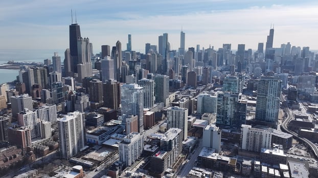 Stunning Chicago Skyline in Chicago Illinois in United States.. Beauty Scene. photo