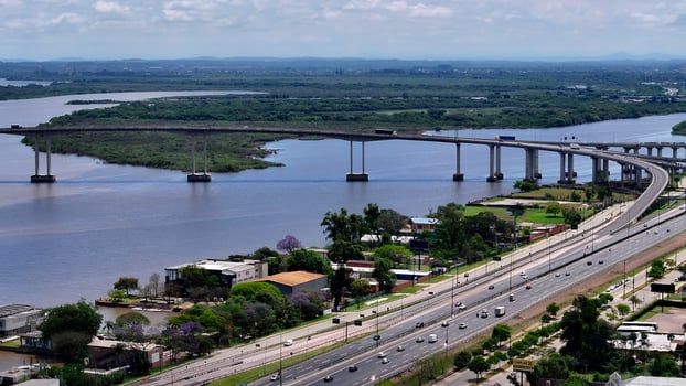 Outdoors Bridge on Road at Porto Alegre in Rio Grande do Sul Brazil . Scenic Landscape. photo