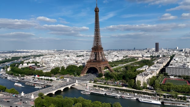 Awesome Paris Skyline in Paris France Island in France. Beauty Cinematic. photo