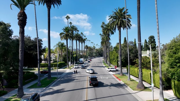 Aerial Beverly Hills in Los Angeles California United States.. Famous Background. photo